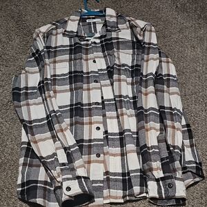 Sonoma Men's Casual Button Down Shirt - Black, White, Brown Plaid